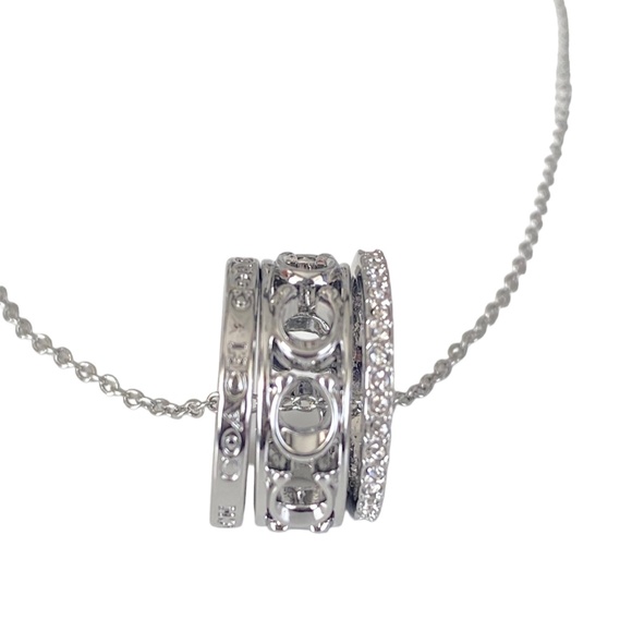 NEW Authentic Coach Signature Silver Ring Pendant Necklace $140 - Picture 3 of 9